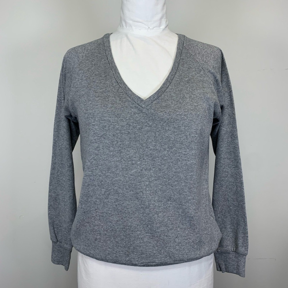 TNA (Aritzia) Grey Heather V-Neck Light Sweatshirt - Long Sleeve - Size XXS